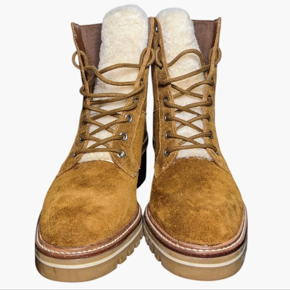 Bernardo | Selena Tan Suede Heeled Combat Boot Women's Size 9.5 - Picture 4 of 8